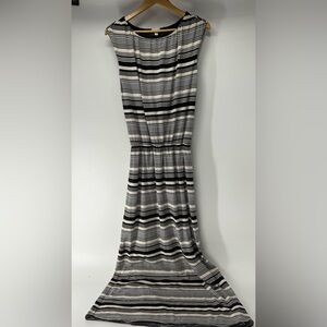 Garnet Hill Black and White Striped Maxi Dress